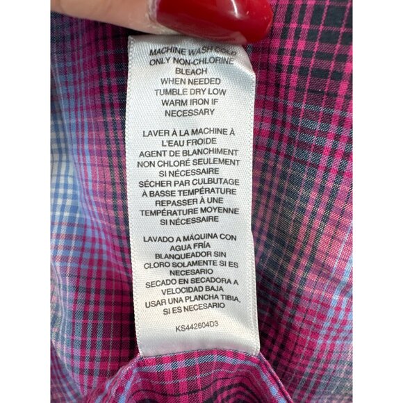 Michael Kors Mens Button Shirt Sz XXL Pink Plaid Long-Slv Classic Preppy BizCasu - Picture 3 of 10